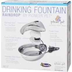 Pioneer Pet Stainless Steel Dog & Cat Fountain Raindrop Design & Pioneer Pet Replacement Filters For Ceramic & Stainless Steel Fountains -Pet Care Sales 947454 PT3. AC SS1800 V1693925031