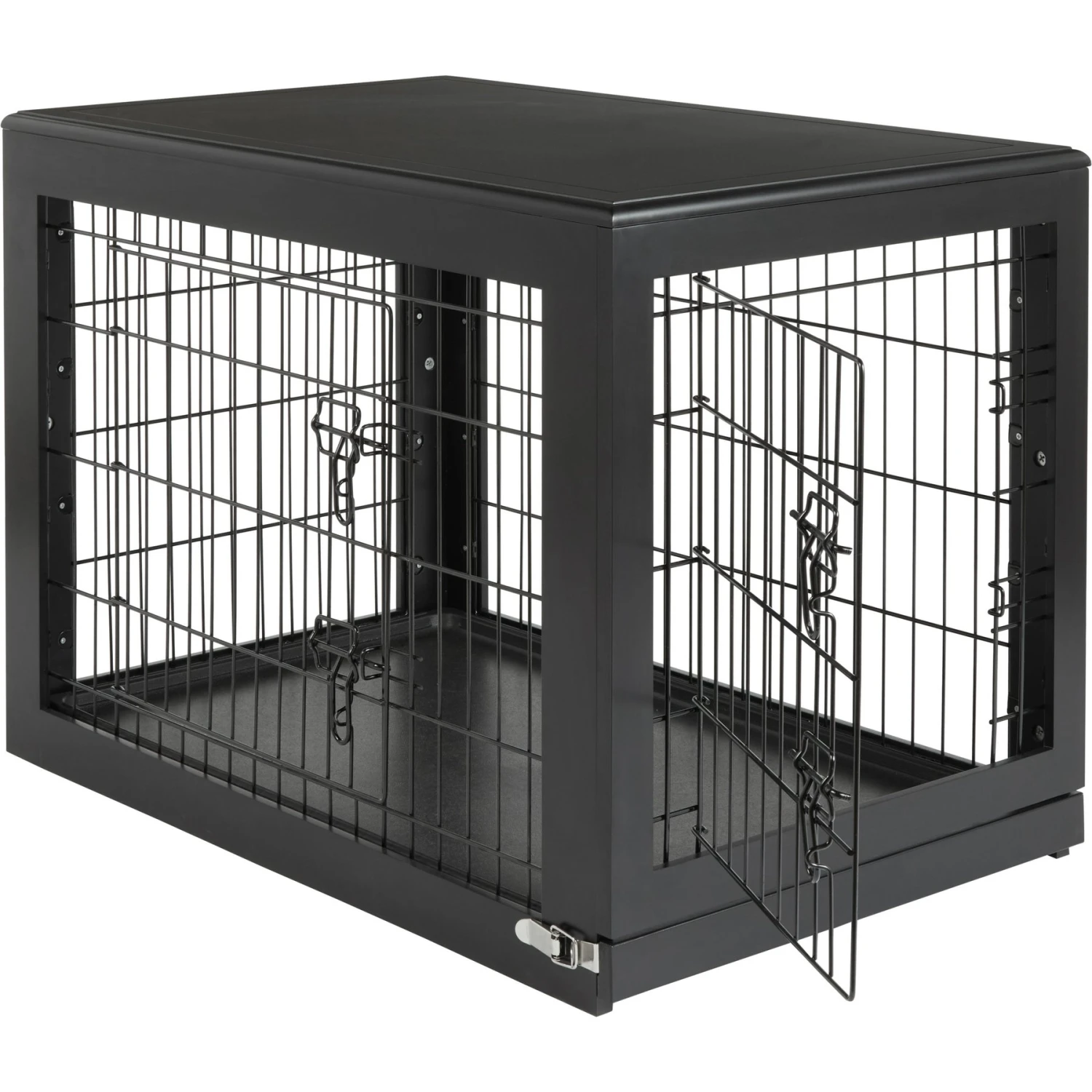 Frisco Double Door Furniture Style Dog Crate, Black & Frisco Swirl Dog Crate Mat 2 Frisco Double Door Furniture Style Dog Crate, Black & Frisco Swirl Dog Crate Mat - Image 2