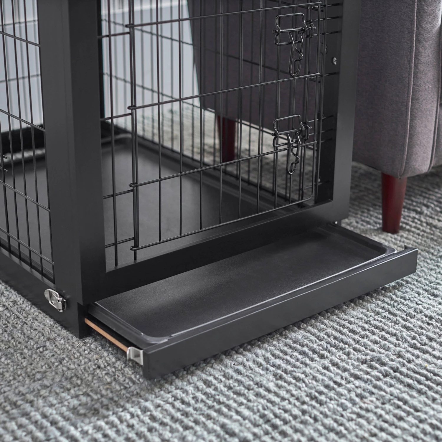 Frisco Double Door Furniture Style Dog Crate, Black & Frisco Swirl Dog Crate Mat 4 Frisco Double Door Furniture Style Dog Crate, Black & Frisco Swirl Dog Crate Mat - Image 4