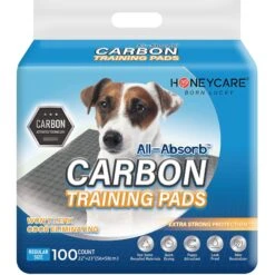 Honey Care All-Absorb Charcoal Carbon Eliminating Urine Odor Dog Training Pads, 22x23-in, 100 Count