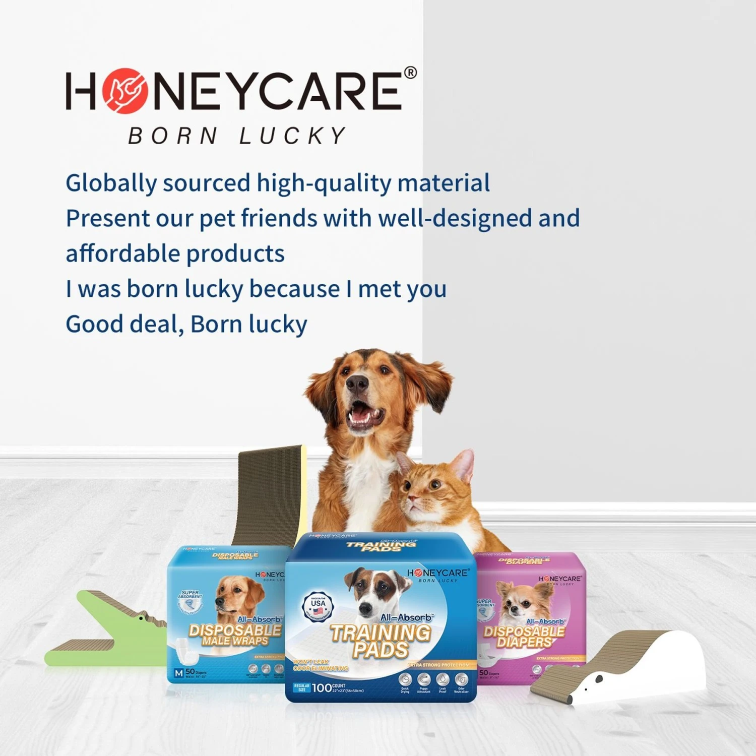 Honey Care All-Absorb Ultra Absorbent Odor Eliminating Quick-Dry Surface Dog Pads, 22x23-in, 50 Count 2 Honey Care All-Absorb Ultra Absorbent Odor Eliminating Quick-Dry Surface Dog Pads, 22x23-in, 50 Count - Image 2